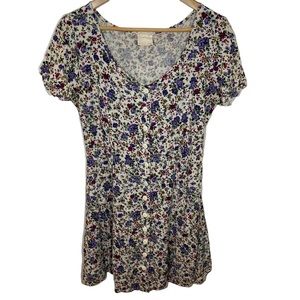 VINTAGE Floral Mini Dress boho 90s